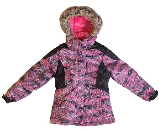 FREE COUNTRY Jacket Girls Small 7/8 Pink Hooded Outdoors Parka Coat Kids Youth