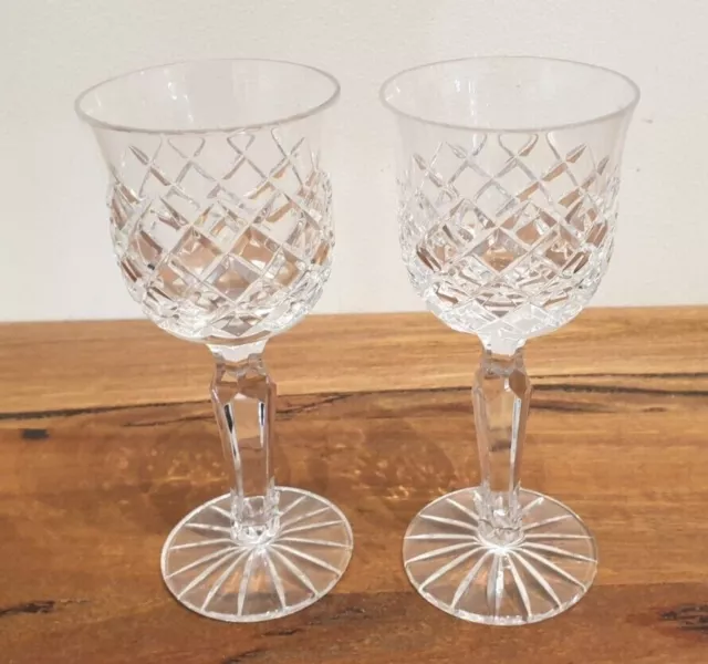 Vintage crystal diamond cut wine glasses set of two