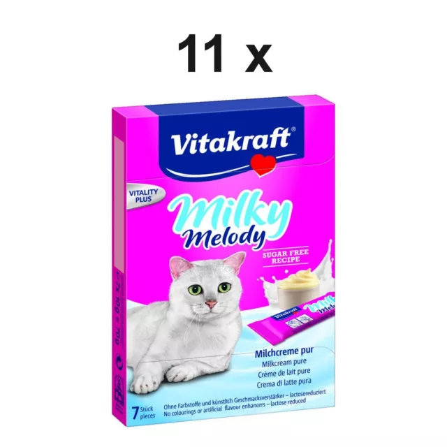 Vitakraft Katzensnack Milky Melody Pur - 11 x 70g - Snack Milchcreme Katze