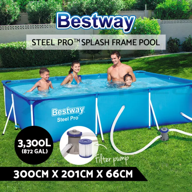 Bestway Swimming Pool Above Ground Pools Steel Frame Filter Pump 300x201x66cm