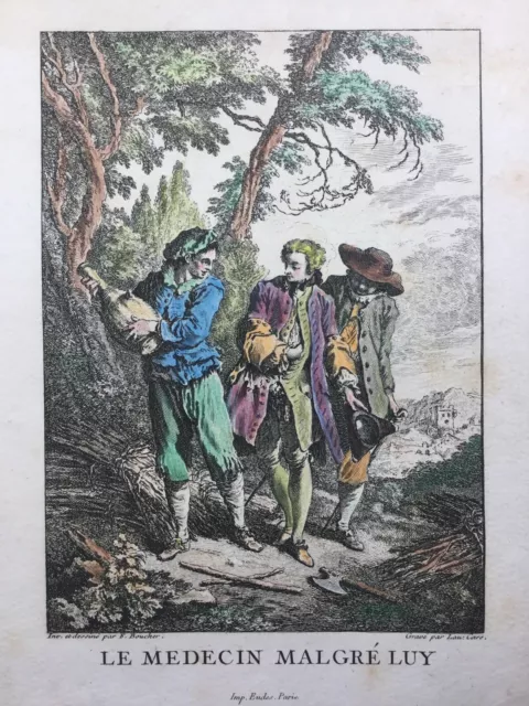 Molière Le Médecin Malgré Lui 1734 Rarissime Gravure Cuivre François Boucher