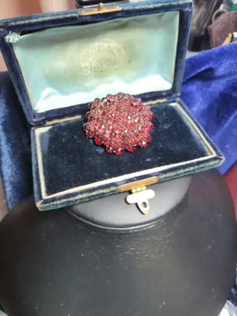 Antique Victorian Sterling Silver Garnet Encrusted Brooch