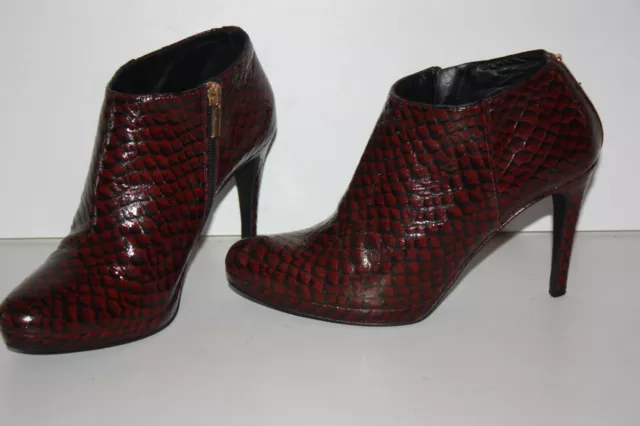 MINELLI  Bottines Boots Tout Cuir Vernis Craquelé Cognac T 38 TBE