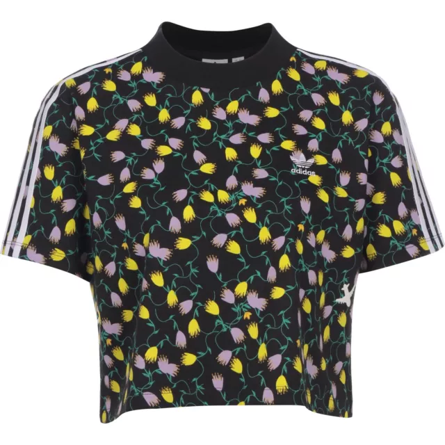 Adidas Originals Cropped AOP floral T Shirt Top - Size 10