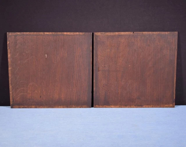 *Pair of French Antique Gothic Revival Panels in Solid Oak Wood Linen Fold 9