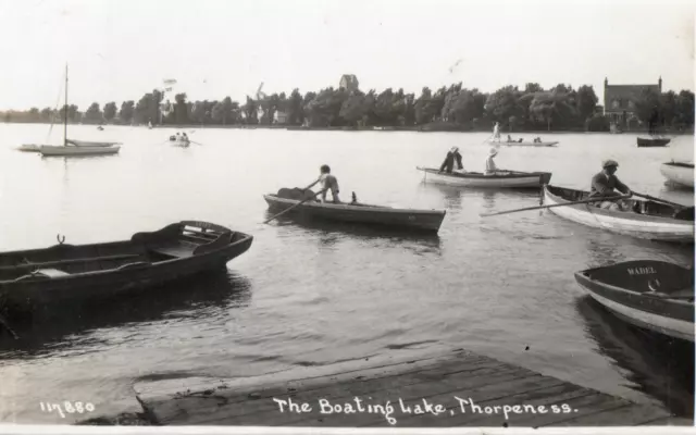 RP Postcard - Rowing Boats, The Boating Lake, Thorpeness, Suffolk.