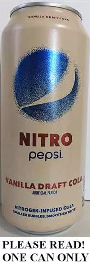 Pepsi Zoll Nitro " Nitrogen Infundiert Vanille Cola Voll Neu 404ml Kann USA 2023