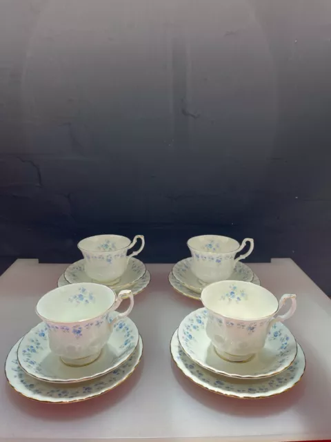 4 x Royal Albert Memory Lane Tea Trios Cups Sauces and Side Plates Set