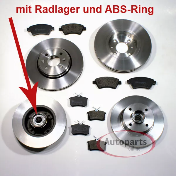 Für Citroen C4 Coupe - Bremsscheiben mit ABS Ringe Radlager Bremsbeläge vorne hi