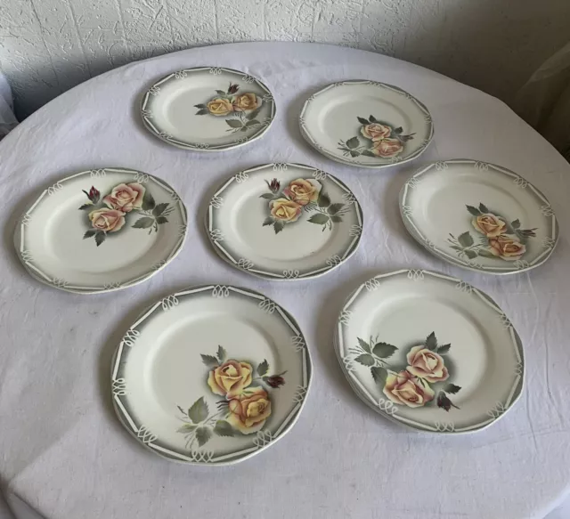 7 assiettes plates anciennes digoin sarreguemines modele odile tbe