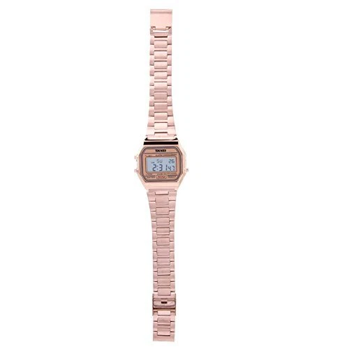 E106 Orologio da uomo alla moda, rettangolare, impermeabile, con data e settimana, display LED, orologio da uomo elettronico, in acciaio inossidabile, al quarzo, orologi da uomo - Orologi ufficiali
