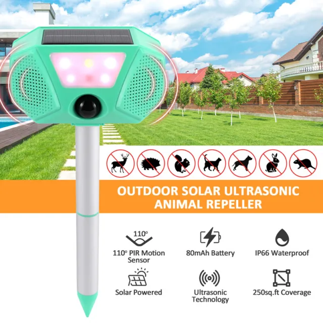Solar Powered Ultrasonic Mouse Repellent Squirrel Repeller Rodent Detector Rat