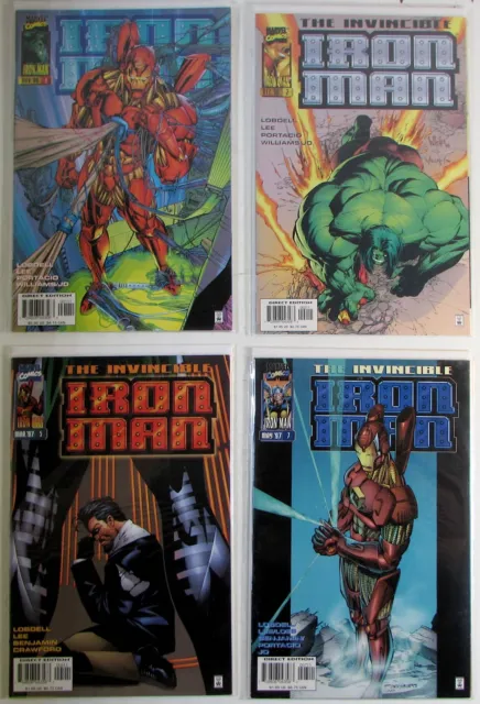 Iron Man Lot of 4 #1,2,5,7 Marvel Comics (1996) 2nd Series 1st Print Comic Books