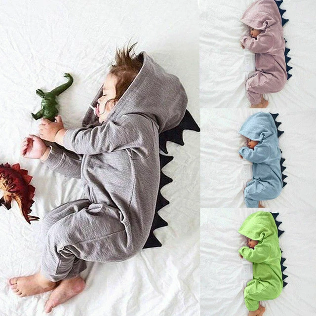 Tute casual casual con cappuccio neonato bambino bambino dinosauro