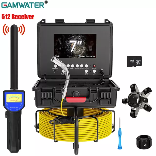 7" DVR Pipe Inspection Camera Meter Counter Pipeline Industrial Endoscope