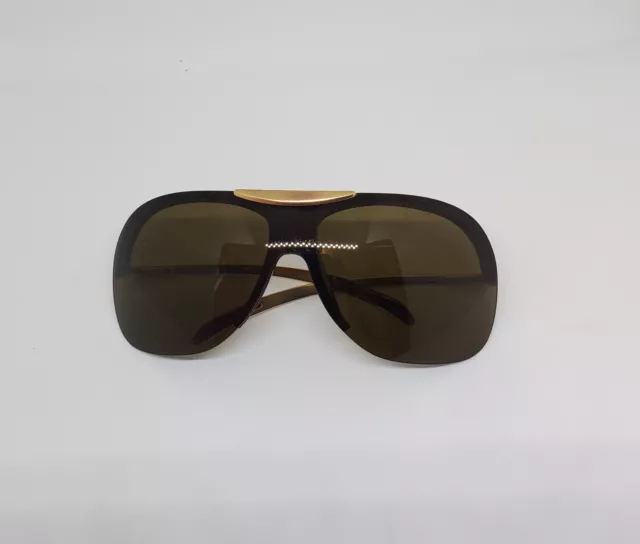 New CHANEL CH 6007 296/13 Brown Shield Aviator Monolens Sunglasses Italy