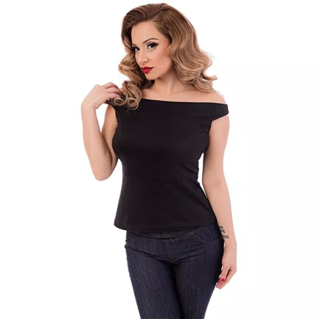 Steady Lola Off The Shoulder Rockabilly Pinup Vintage Womens Top Shirt RS63881