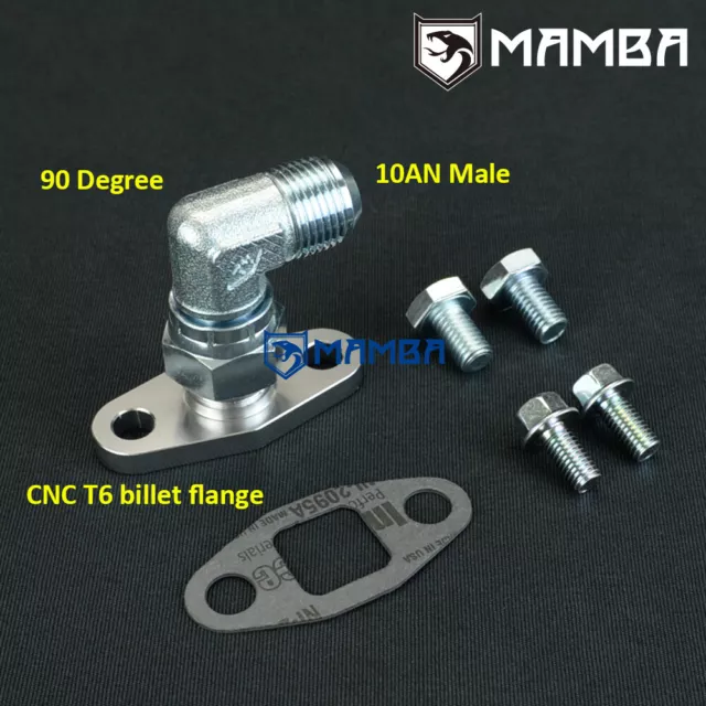 90 Deg 10AN Turbo Oil Return Drain Flange Kit Garrett GT3788R GT4088R GT4094R