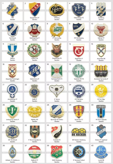 Badge Pin: European football clubs Sweden