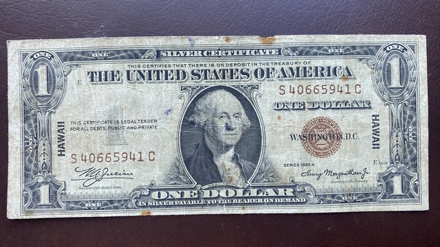 1935 A One Dollar Silver Certificate HAWAII Note $1 Bill Circulated #56436