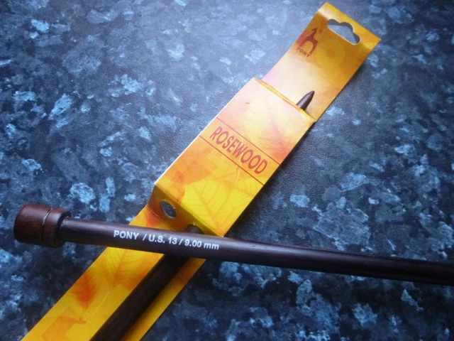 PONY ROSEWOOD 9mm STRAIGHT SINGLE POINT KNITTING NEEDLES 35cm LONG