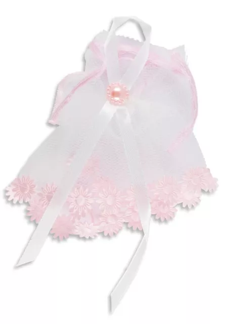 Kerzenmanschette Tüll Rosa weiß 11 cm Tropfschutz für Taufkerzen Mädchen