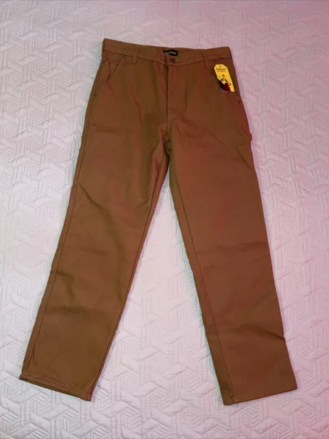 NWT Stanley Workwear Mens Fleece Lined Warm Almond Work Pants 34W  32L