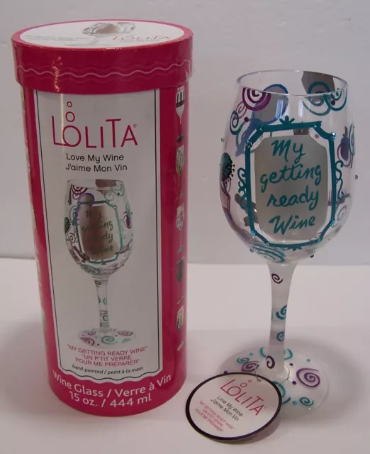 Enesco Designs by Lolita Getting Ready Artisan Wine Glass, 15 Ounce, Multicolor