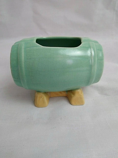 Novelty BARREL ASHTRAY /Match Holder Ceramic DUCK EGG Blue & CREAM HORNSEA