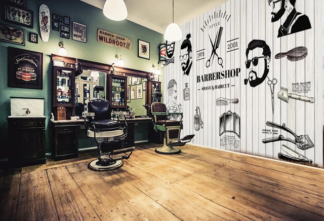 3D SALON E703 Hair Cut Barber Shop Wallpaper Mural Wall Print Murals CA
