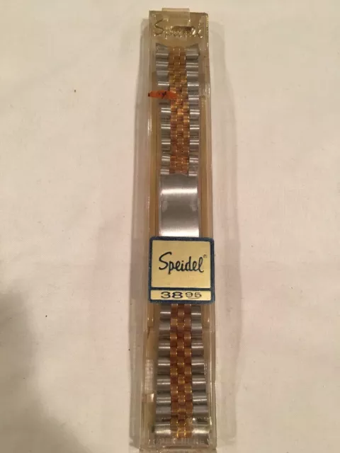 New Speidel 18-22mm White And Yellow Gold Tone Watch Band With Adjustable Clasp