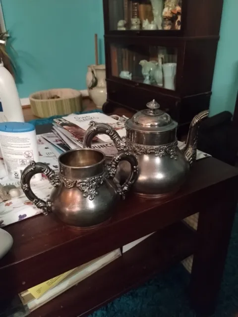 Antique Philadelphia Silver Co.  Quad Silverplate Tea set, Pot And Sugar W/O Lid