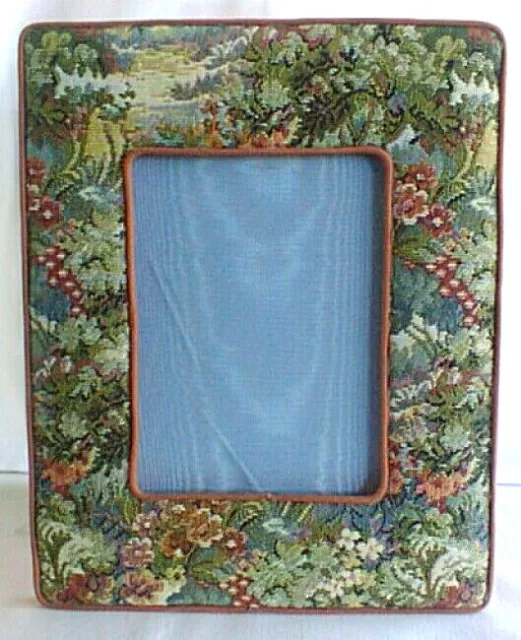 Vintage PHOTO FRAME Floral Tapestry Picture Holder Handmade 10.5"x 8.5" UNUSED
