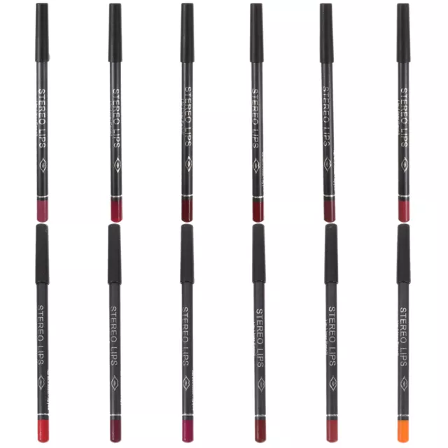 12 Pcs Holz Schwarzer Lip Liner Lippenstift Lipliner Schminkkasten