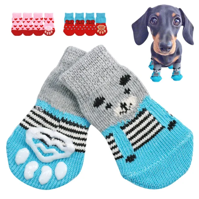 Non Slip Dog Socks Anti Slip Wooden Laminate Tile Floor Rubber Grip Sock 4pcs