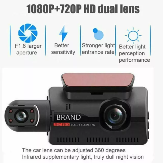 1080P Dual Lens Car DVR Dash Cam Video Recorder G-Sensor Front and Inside Camera 2