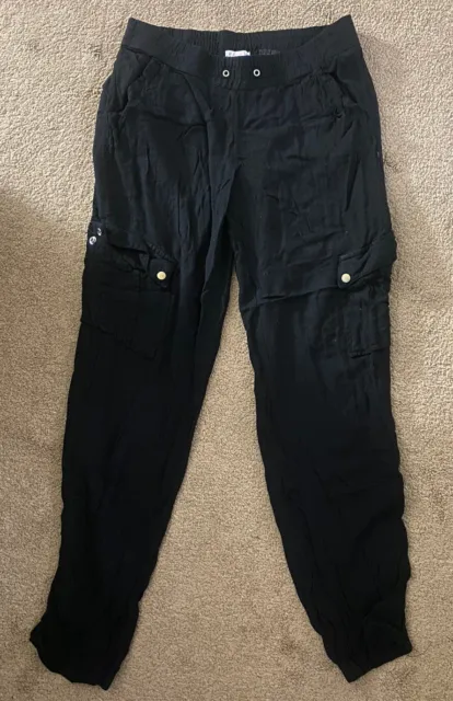 Women Xhilaration Solid Black Cargo Light Pants Casual Work Size S