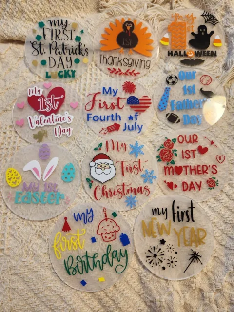 Baby Holiday Milestone Discs Baby 1st Holiday Photo Prop Baby Shower Gift NEW