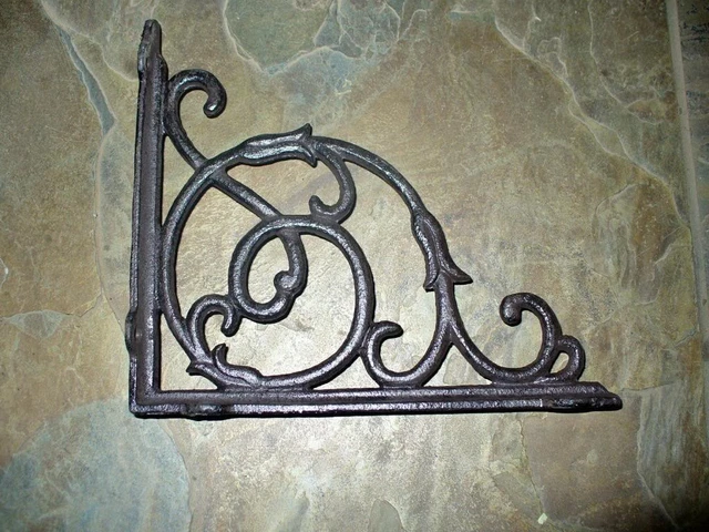 Cast Iron Set/2 Small Vine Bracket Brace Home Wall Shelf Table Yard Garden Decor