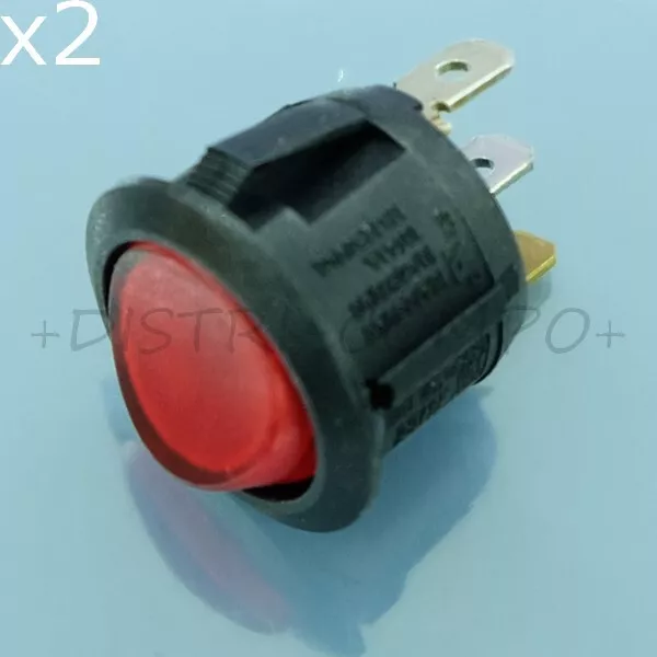 Interrupteur automobile noir lumineux rouge 12V 30A