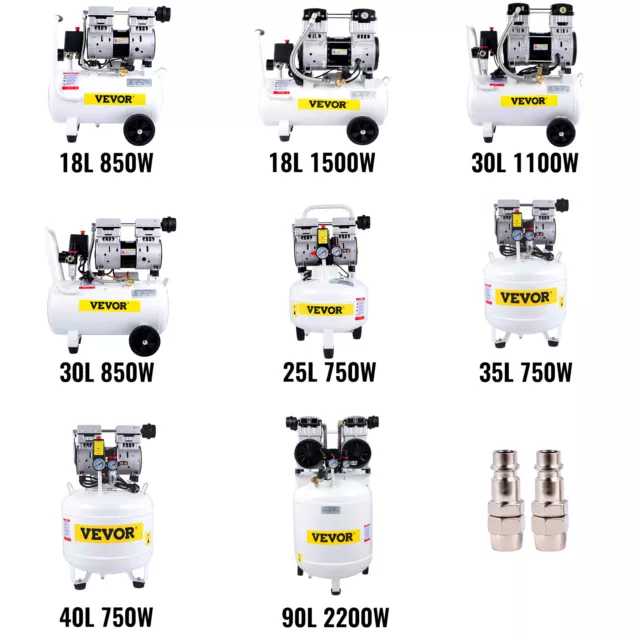 VEVOR Compresseur Air sans Huile Portable Pancake Commercial Silencieux 8 Types