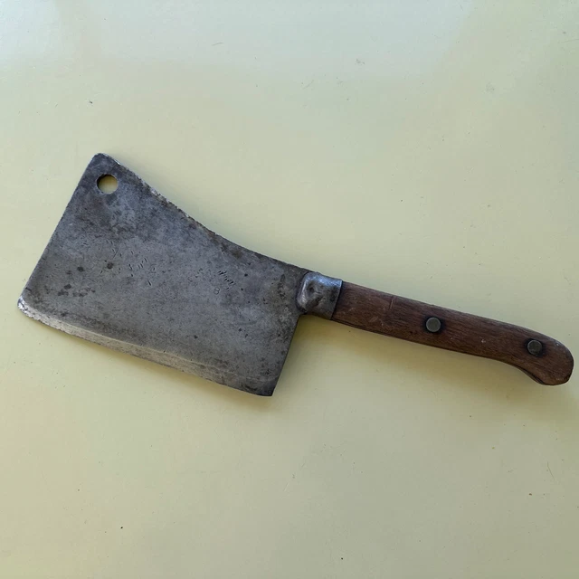 Antique Samuel Lee Meat Cleaver #8 Blade 8 Inch Handle 8 Inch