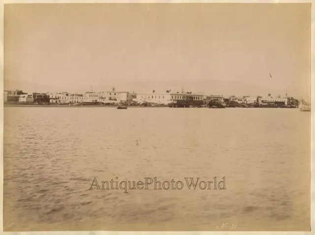 Egypt Nile River view panorama antique albumen photo by Zangaki