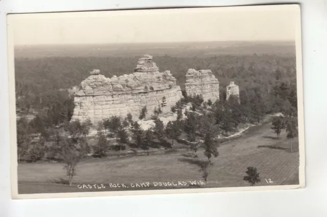 Real Photo Postcard  Bird's Eye View Castle Rock Camp Douglas WI