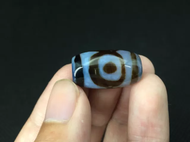 Wonderful Magic Power Tibetan Old Agate Dzi *3 Eyed* Amulet Bead i70