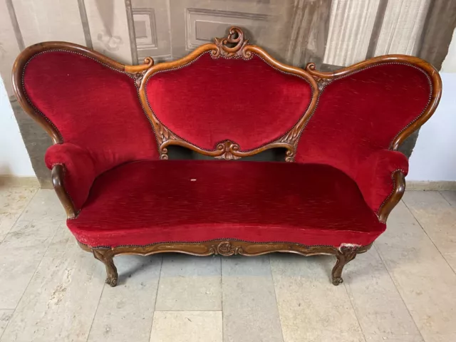 Antikes Louis Philippe Sofa Couch Um 1870 Mahagoni Gestell Prunksofa