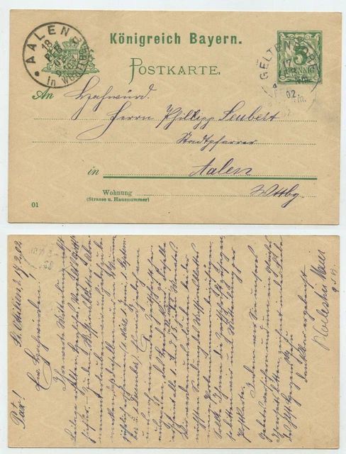 68466 - Ganzsache P 56 (01) - Postkarte - Geltendorf 17.2.1902 nach Aalen
