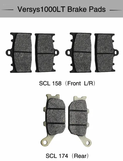 Motorcycle Motorbike Front + Rear Brake Pads For Kawasaki Versys 1000LT