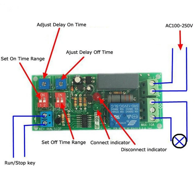 Module de commutation module relais retard temps de cycle infini 000 fois 88*38*