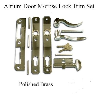 Atrium Door Mortise Lock Trim Set - Polished Brass